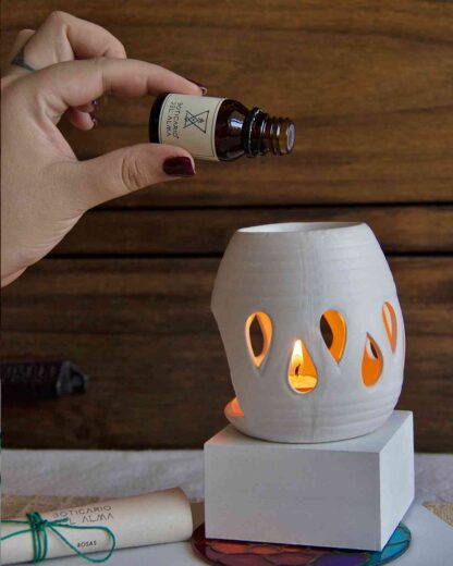 KIT HORNITO HOJAS BLANCO + 10 velas de noche + ACEITE ESENCIAL - Image 2